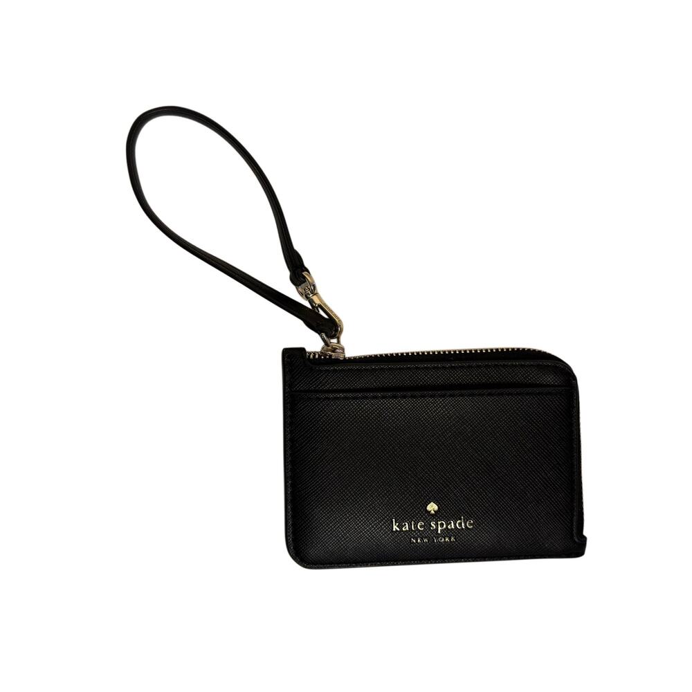 Kate Spade Black Leather Wristlet Card Holder Wallet
